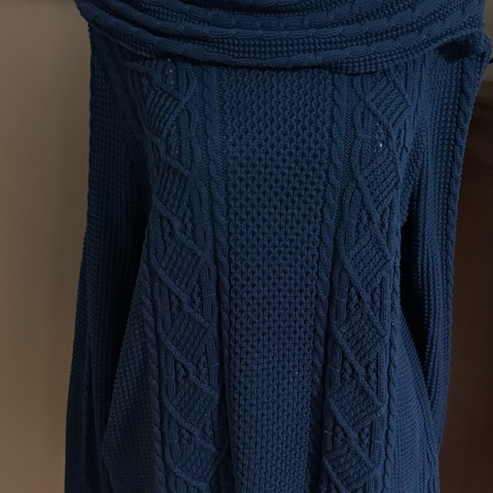 JEANNE PIERRE Navy Cowl Neck Sweater